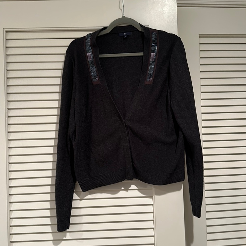 Grey Gap Beaded Shoulder Cardigan
